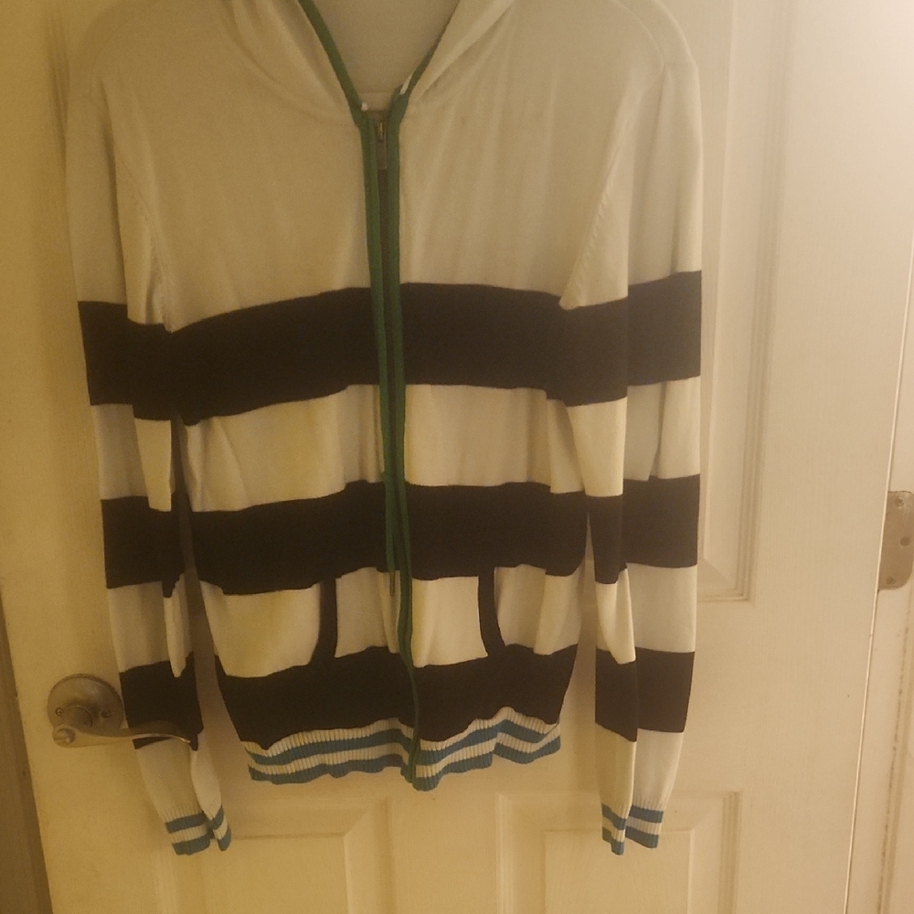 Vince Camuto Black and White Cardigan Sweater